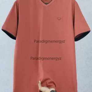 Miu-Miu Contrast Inner Layer Big Size V-Neck Tee