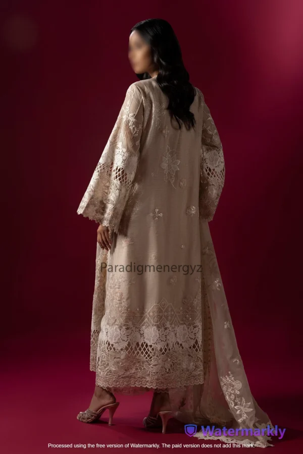 Stitched Embroidered Cotton Shirt + Bottom - Image 2