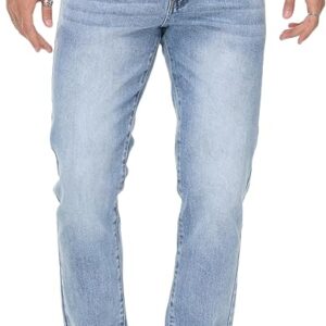 Men's Stretch Regular Fit Straight-Leg Cotton Fashion Comfort Flex Waist Denim Pants Jeans
